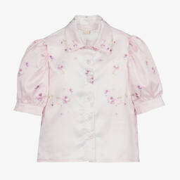 جونونا-بلوزة ساتان مع عقدة أمامية وأكمام منفوخة | Childrensalon Outlet