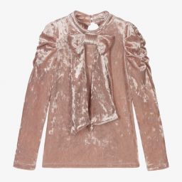 Junona-توب مخمل لون زهري باهت للبنات | Childrensalon Outlet