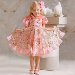 Junona-Pink Sequin Butterfly Dress Set | Childrensalon Outlet