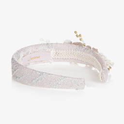 Junona-Pink & Silver Floral Hairband | Childrensalon Outlet