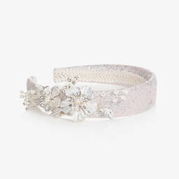 Junona-Pink & Silver Floral Hairband | Childrensalon Outlet