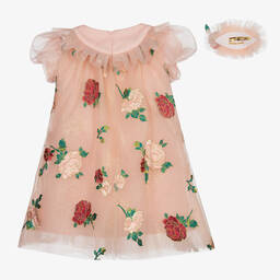 Junona-Pink Tulle Dress & Hair Clip | Childrensalon Outlet