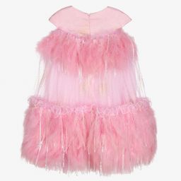 Junona-Pink Tulle & Feather Dress   | Childrensalon Outlet