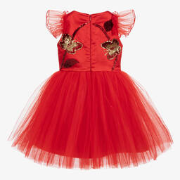 Junona-Red Tulle Butterfly Dress | Childrensalon Outlet