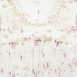 Junona-White Floral Tulle Blouse | Childrensalon Outlet