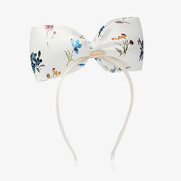 Junona-White Satin Bow Hairband | Childrensalon Outlet