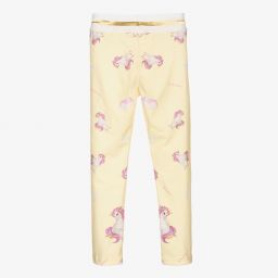 Junona-Yellow Unicorn Cotton Leggings | Childrensalon Outlet