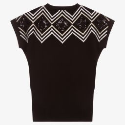 KARL LAGERFELD KIDS-فستان سويتشيرت فيسكوز جيرسي مزين بترتر لون أسود | Childrensalon Outlet