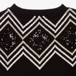 KARL LAGERFELD KIDS-فستان سويتشيرت فيسكوز جيرسي مزين بترتر لون أسود | Childrensalon Outlet