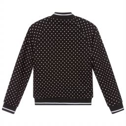 KARL LAGERFELD KIDS-توب بسحّاب فيسكوز جيرسي لون أسود، أبيض وفضّي للبنات | Childrensalon Outlet