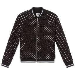 KARL LAGERFELD KIDS-توب بسحّاب فيسكوز جيرسي لون أسود، أبيض وفضّي للبنات | Childrensalon Outlet