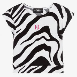 KARL LAGERFELD KIDS-Black & White Zebra T-Shirt | Childrensalon Outlet
