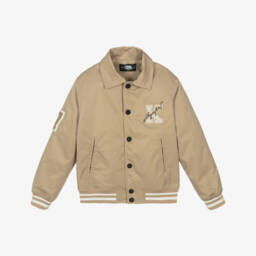 KARL LAGERFELD KIDS-Бежевая куртка в стиле университетской для мальчиков | Childrensalon Outlet