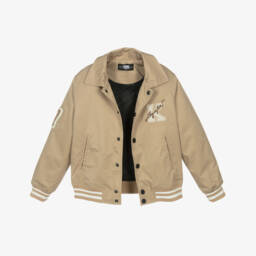 KARL LAGERFELD KIDS-Бежевая куртка в стиле университетской для мальчиков | Childrensalon Outlet