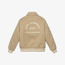 KARL LAGERFELD KIDS-Бежевая куртка в стиле университетской для мальчиков | Childrensalon Outlet