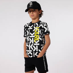 KARL LAGERFELD KIDS-Boys Black Organic Cotton Shorts | Childrensalon Outlet