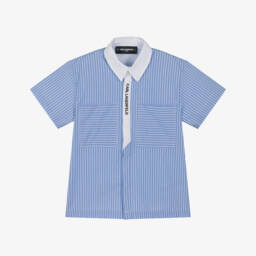 KARL LAGERFELD KIDS-Boys Classic Blue Stripe Shirt | Childrensalon Outlet