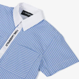 KARL LAGERFELD KIDS-Boys Classic Blue Stripe Shirt | Childrensalon Outlet