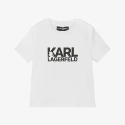 KARL LAGERFELD KIDS-Классическая белая хлопковая футболка для мальчиков | Childrensalon Outlet