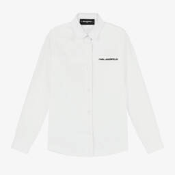 KARL LAGERFELD KIDS-قميص بوبلين أبيض كلاسيكي للأولاد | Childrensalon Outlet