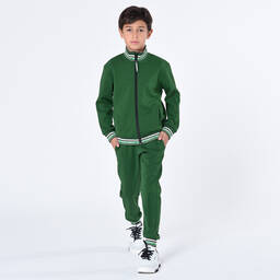 KARL LAGERFELD KIDS-Boys Green Cotton Jersey Zip-up Top | Childrensalon Outlet