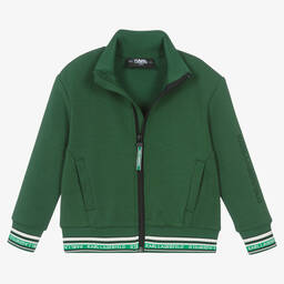 KARL LAGERFELD KIDS-Boys Green Cotton Jersey Zip-up Top | Childrensalon Outlet
