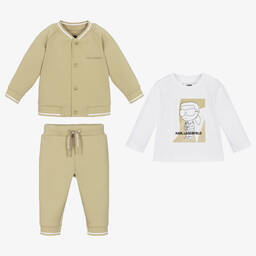 KARL LAGERFELD KIDS-Boys Green Cotton Tracksuit Set | Childrensalon Outlet