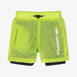 KARL LAGERFELD KIDS-Boys Green Logo Shorts | Childrensalon Outlet