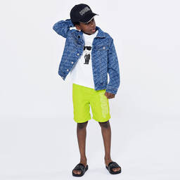 KARL LAGERFELD KIDS-Boys Green  Logo Swim Shorts | Childrensalon Outlet