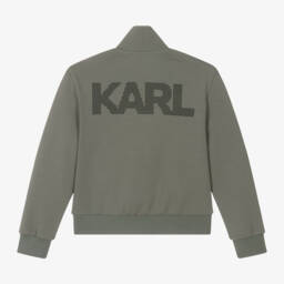 KARL LAGERFELD KIDS-Зеленая мягкая трикотажная куртка на молнии для мальчиков | Childrensalon Outlet