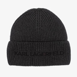 KARL LAGERFELD KIDS-Boys Grey Cotton Knitted Beanie | Childrensalon Outlet