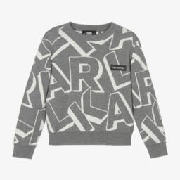 KARL LAGERFELD KIDS-Boys Grey Wool Blend Jumper | Childrensalon Outlet