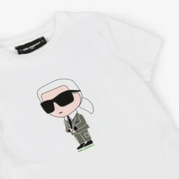 KARL LAGERFELD KIDS-Легендарная белая органическая футболка для мальчиков | Childrensalon Outlet