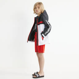 KARL LAGERFELD KIDS-Boys Red Cotton Logo Shorts | Childrensalon Outlet