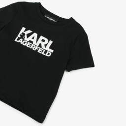 KARL LAGERFELD KIDS-Мягкая трикотажная черная футболка для мальчиков | Childrensalon Outlet