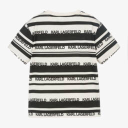 KARL LAGERFELD KIDS-Boys Striped Ivory & Black Tee | Childrensalon Outlet