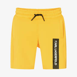 KARL LAGERFELD KIDS-Boys Yellow Jersey Logo Shorts | Childrensalon Outlet