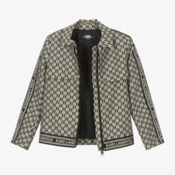 KARL LAGERFELD KIDS-Girls Beige Monogrammed Jacket | Childrensalon Outlet