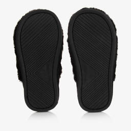 KARL LAGERFELD KIDS-Черные тапочки из искусственного меха для девочек | Childrensalon Outlet