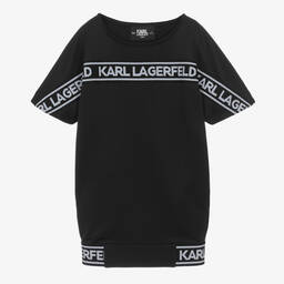 KARL LAGERFELD KIDS-فستان فيسكوز جيرسي لون أسود | Childrensalon Outlet