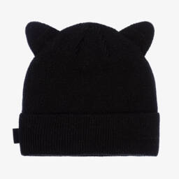 KARL LAGERFELD KIDS-Girls Black Knit Cat Ears Beanie | Childrensalon Outlet