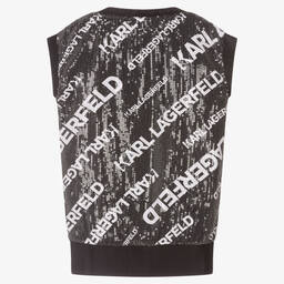 KARL LAGERFELD KIDS-Girls Black Logo Sequinned Dress | Childrensalon Outlet