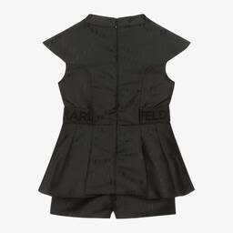 KARL LAGERFELD KIDS-Girls Black Monogram Playsuit | Childrensalon Outlet