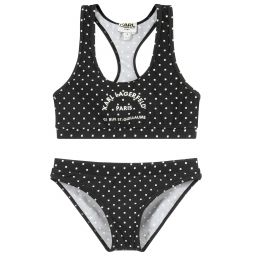 KARL LAGERFELD KIDS-Girls Black Pixel Print Bikini | Childrensalon Outlet
