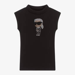 KARL LAGERFELD KIDS-Girls Black Rhinestone Karl Ikonik Dress | Childrensalon Outlet