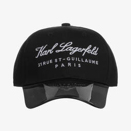 KARL LAGERFELD KIDS-Girls Black Rue St Guillaume Cotton Cap | Childrensalon Outlet