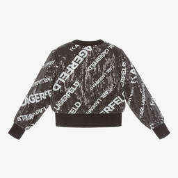 كارل لاغرفيلد كيدز-جاكيت بومبر فيسكوز مزين بترتر لون أسود للبنات | Childrensalon Outlet