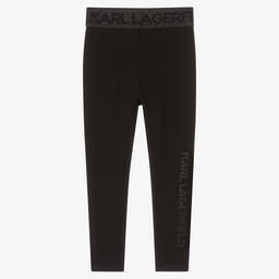 KARL LAGERFELD KIDS-Girls Black Sparkle Waistband Leggings | Childrensalon Outlet