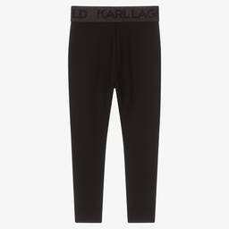 KARL LAGERFELD KIDS-Girls Black Sparkle Waistband Leggings | Childrensalon Outlet