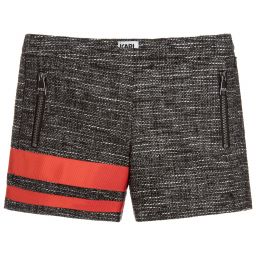 KARL LAGERFELD KIDS-Girls Black Tweed Shorts | Childrensalon Outlet